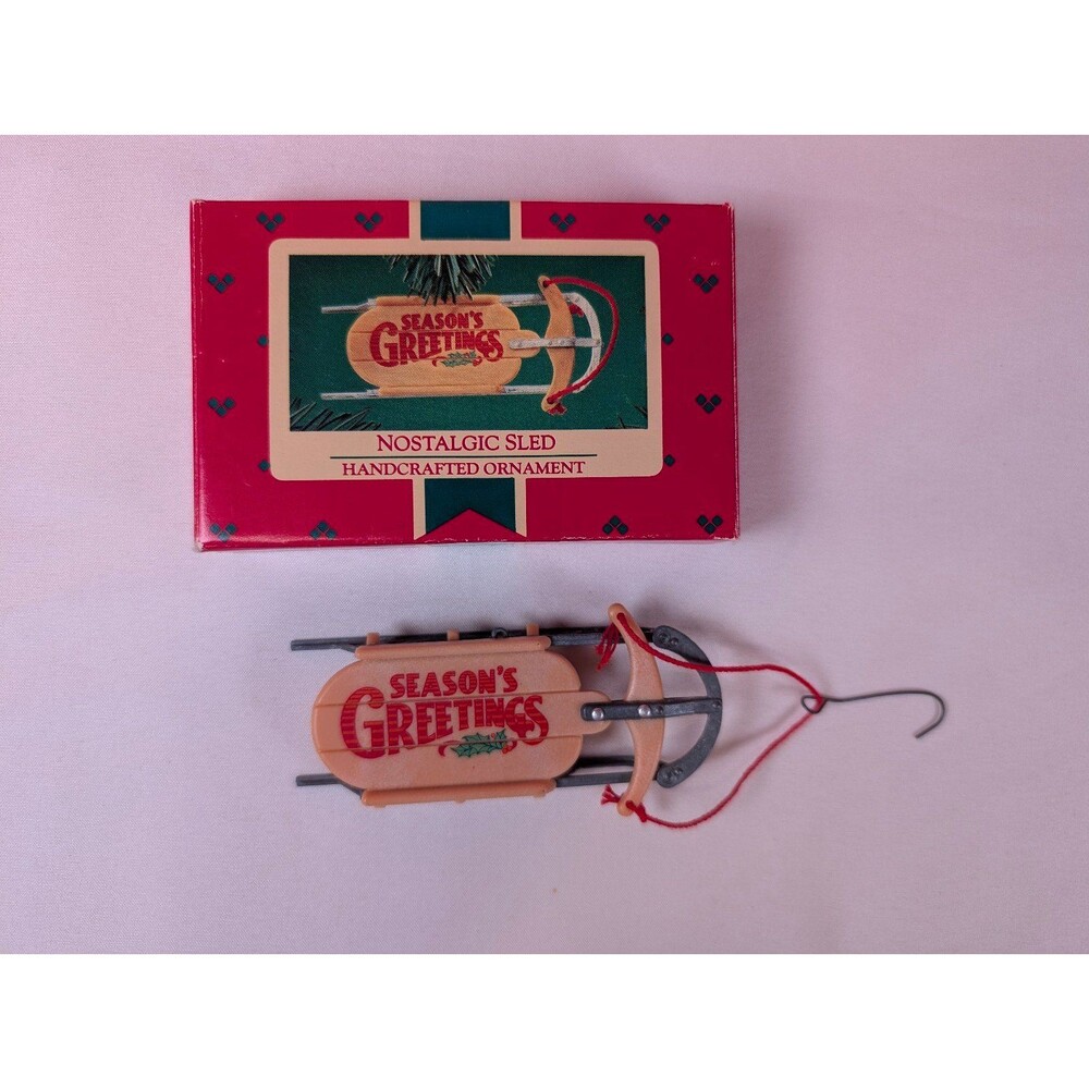 Vintage Hallmark Keepsake Ornament Seasons Greetings Nostalgic Sled 1984